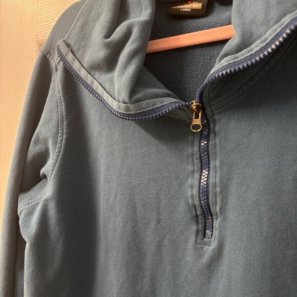 Kavu Teal Quarter-Zip Pullover size large Peru elbow patches outdoors - Picture 4 of 6